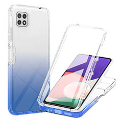 Ultra-thin Transparent Gel Gradient Soft Matte Finish Front and Back Case 360 Degrees Cover ZJ1 for Samsung Galaxy A22 5G Blue