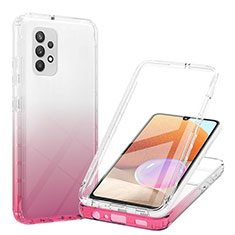 Ultra-thin Transparent Gel Gradient Soft Matte Finish Front and Back Case 360 Degrees Cover ZJ1 for Samsung Galaxy A32 5G Pink