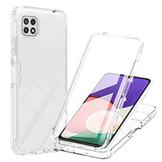 Ultra-thin Transparent Gel Gradient Soft Matte Finish Front and Back Case 360 Degrees Cover ZJ1 for Samsung Galaxy F42 5G Clear
