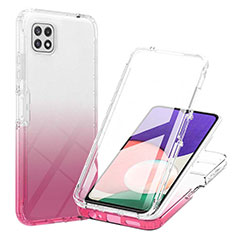 Ultra-thin Transparent Gel Gradient Soft Matte Finish Front and Back Case 360 Degrees Cover ZJ1 for Samsung Galaxy F42 5G Pink