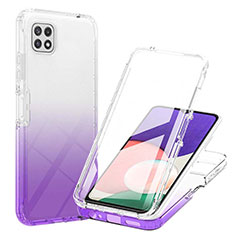 Ultra-thin Transparent Gel Gradient Soft Matte Finish Front and Back Case 360 Degrees Cover ZJ1 for Samsung Galaxy F42 5G Purple