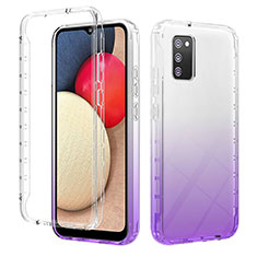 Ultra-thin Transparent Gel Gradient Soft Matte Finish Front and Back Case 360 Degrees Cover ZJ2 for Samsung Galaxy A02s Purple