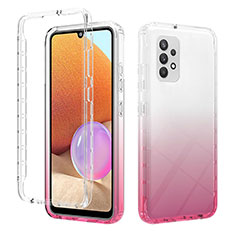 Ultra-thin Transparent Gel Gradient Soft Matte Finish Front and Back Case 360 Degrees Cover ZJ2 for Samsung Galaxy A32 5G Pink