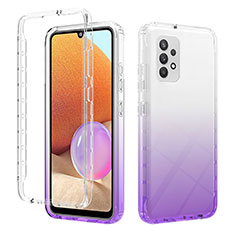 Ultra-thin Transparent Gel Gradient Soft Matte Finish Front and Back Case 360 Degrees Cover ZJ2 for Samsung Galaxy A32 5G Purple