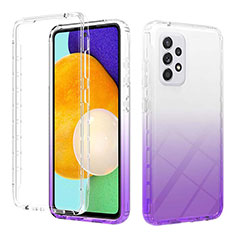 Ultra-thin Transparent Gel Gradient Soft Matte Finish Front and Back Case 360 Degrees Cover ZJ2 for Samsung Galaxy A52 5G Purple