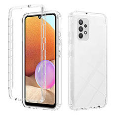 Ultra-thin Transparent Gel Gradient Soft Matte Finish Front and Back Case 360 Degrees Cover ZJ2 for Samsung Galaxy M32 5G Clear