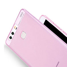 Ultra-thin Transparent Gel Soft Cover for Huawei P9 Pink