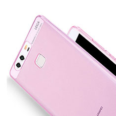 Ultra-thin Transparent Gel Soft Cover for Huawei P9 Plus Pink