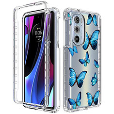 Ultra-thin Transparent Gel Soft Matte Finish Front and Back Case 360 Degrees Cover for Motorola Moto Edge 30 Pro 5G Blue