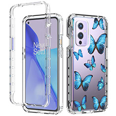 Ultra-thin Transparent Gel Soft Matte Finish Front and Back Case 360 Degrees Cover for OnePlus 9 5G Blue