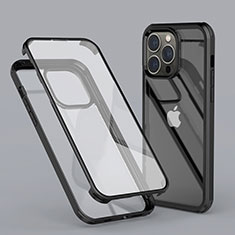 Ultra-thin Transparent Gel Soft Matte Finish Front and Back Case 360 Degrees Cover LK1 for Apple iPhone 13 Pro Black
