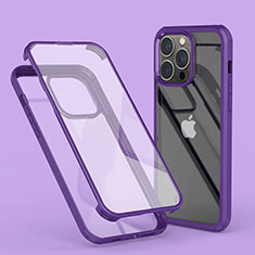 Ultra-thin Transparent Gel Soft Matte Finish Front and Back Case 360 Degrees Cover LK1 for Apple iPhone 13 Pro Purple