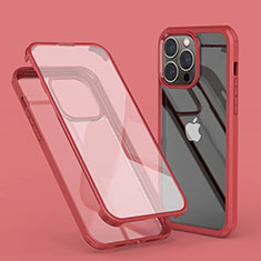 Ultra-thin Transparent Gel Soft Matte Finish Front and Back Case 360 Degrees Cover LK1 for Apple iPhone 14 Pro Red