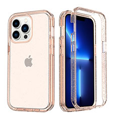 Ultra-thin Transparent Gel Soft Matte Finish Front and Back Case 360 Degrees Cover YJ1 for Apple iPhone 13 Pro Max Pink