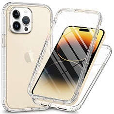 Ultra-thin Transparent Gel Soft Matte Finish Front and Back Case 360 Degrees Cover ZJ1 for Apple iPhone 13 Pro Max Clear
