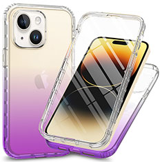 Ultra-thin Transparent Gel Soft Matte Finish Front and Back Case 360 Degrees Cover ZJ1 for Apple iPhone 13 Purple