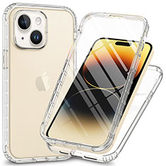 Ultra-thin Transparent Gel Soft Matte Finish Front and Back Case 360 Degrees Cover ZJ1 for Apple iPhone 14 Clear