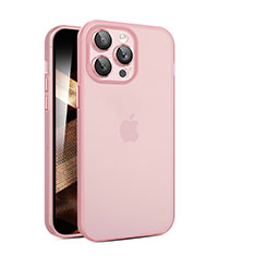 Ultra-thin Transparent Matte Finish Case QC for Apple iPhone 14 Pro Pink