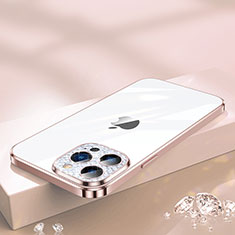 Ultra-thin Transparent TPU Soft Case Cover Bling-Bling LD2 for Apple iPhone 13 Pro Max Rose Gold