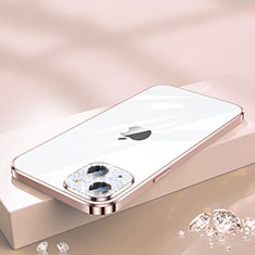 Ultra-thin Transparent TPU Soft Case Cover Bling-Bling LD2 for Apple iPhone 14 Rose Gold