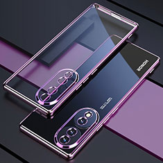 Ultra-thin Transparent TPU Soft Case Cover H01 for Huawei Honor 70 Pro 5G Purple