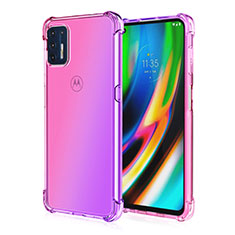 Ultra-thin Transparent TPU Soft Case Cover H01 for Motorola Moto G9 Plus Pink