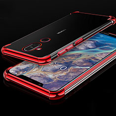 Ultra-thin Transparent TPU Soft Case Cover H01 for Nokia 7.1 Plus Red