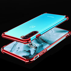 Ultra-thin Transparent TPU Soft Case Cover H01 for OnePlus Nord Red