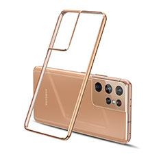 Ultra-thin Transparent TPU Soft Case Cover H01 for Samsung Galaxy S21 Ultra 5G Gold