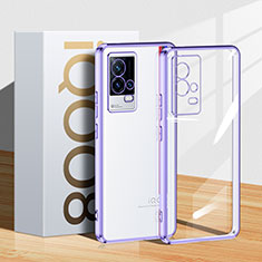 Ultra-thin Transparent TPU Soft Case Cover H01 for Vivo iQOO 8 5G Purple