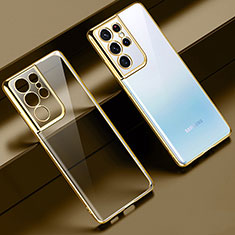 Ultra-thin Transparent TPU Soft Case Cover H02 for Samsung Galaxy S21 Ultra 5G Gold