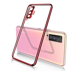 Ultra-thin Transparent TPU Soft Case Cover H02 for Vivo X50 5G Red