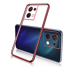 Ultra-thin Transparent TPU Soft Case Cover H03 for Oppo Reno8 5G Red