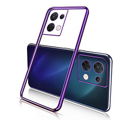 Ultra-thin Transparent TPU Soft Case Cover H03 for Oppo Reno9 5G Purple