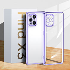 Ultra-thin Transparent TPU Soft Case Cover H04 for Oppo Find X3 5G Purple