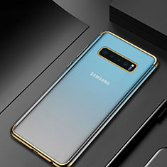 Ultra-thin Transparent TPU Soft Case Cover H07 for Samsung Galaxy S10 Gold