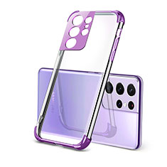 Ultra-thin Transparent TPU Soft Case Cover H09 for Samsung Galaxy S21 Ultra 5G Purple
