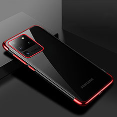 Ultra-thin Transparent TPU Soft Case Cover S01 for Samsung Galaxy S20 Ultra 5G Red
