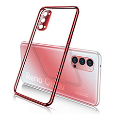 Ultra-thin Transparent TPU Soft Case Cover S02 for Oppo Reno4 5G Red