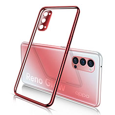 Ultra-thin Transparent TPU Soft Case Cover S02 for Oppo Reno4 Pro 5G Red