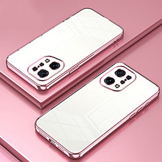 Ultra-thin Transparent TPU Soft Case Cover SY1 for Oppo Find X5 5G Rose Gold