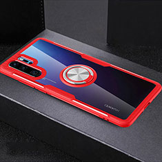 Ultra-thin Transparent TPU Soft Case Cover with Finger Ring Stand C03 for Huawei P30 Pro New Edition Red