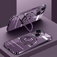 Ultra-thin Transparent TPU Soft Case Cover with Mag-Safe Magnetic AC1 for Apple iPhone 14 Purple