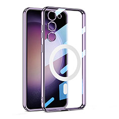 Ultra-thin Transparent TPU Soft Case Cover with Mag-Safe Magnetic AC1 for Samsung Galaxy S22 Plus 5G Purple