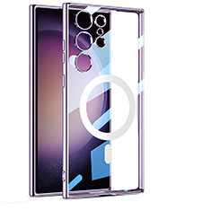 Ultra-thin Transparent TPU Soft Case Cover with Mag-Safe Magnetic AC1 for Samsung Galaxy S22 Ultra 5G Purple