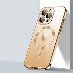 Ultra-thin Transparent TPU Soft Case Cover with Mag-Safe Magnetic LD2 for Apple iPhone 13 Pro Gold