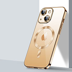 Ultra-thin Transparent TPU Soft Case Cover with Mag-Safe Magnetic LD2 for Apple iPhone 14 Plus Gold