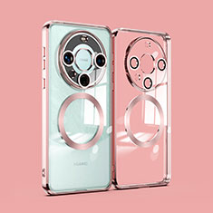 Ultra-thin Transparent TPU Soft Case Cover with Mag-Safe Magnetic P01 for Huawei Mate 60 Pro+ Plus Rose Gold