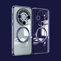 Ultra-thin Transparent TPU Soft Case Cover with Mag-Safe Magnetic P01 for Huawei Mate 60 Pro Purple