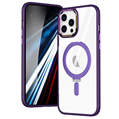 Ultra-thin Transparent TPU Soft Case Cover with Mag-Safe Magnetic SD1 for Apple iPhone 12 Pro Max Purple